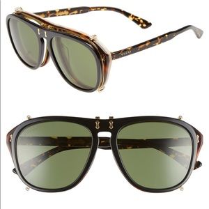 UNISEX Gucci Pilot 56mm Flip-Up Sunglasses